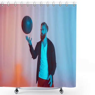 Personality  Young Man With Basketball Ball Shower Curtains