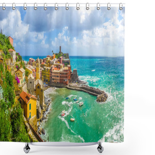 Personality  Town Of Vernazza, Cinque Terre, Italy Shower Curtains