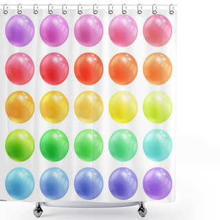 Personality  Set Of Colorful Round Vector Spheres Or Balls In Pastel Colors Of The Rainbow With Reflective Shiny Dimensional Surfaces For Celebrating Christmas New Year Shower Curtains