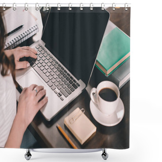 Personality  Woman Studying With Laptop Shower Curtains