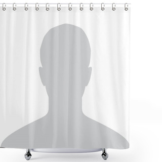 Personality  Headshot. Male Default Profile. Gray Person Picture Isolated On White Background. Good Man Headshot For Your User Web Design. Minimal Flat Symbol. Vector Illustration Shower Curtains