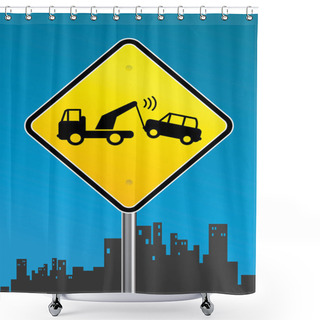 Personality  Warning Tow Away Zone Sign Shower Curtains