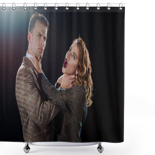Personality  Dangerous Man Choking Attractive Woman On Black  Shower Curtains
