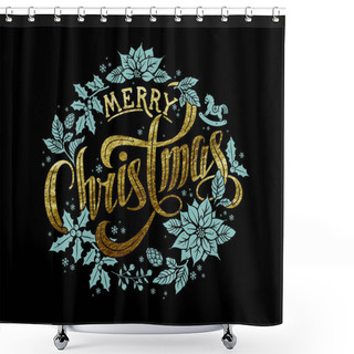 Personality  Merry Christmas  Calligraphic  Design Shower Curtains