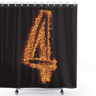 Personality  Vector Grungy Font 001. Number 4 Shower Curtains