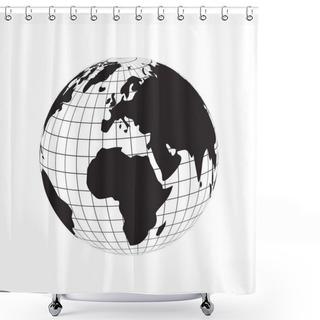 Personality  Globe Silhouette World Map Continents Europe And Africa, Earth Latitude And Longitude Line Grid Vector Shower Curtains