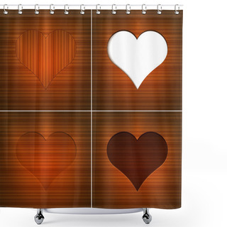 Personality  Heart In Wood. Vector Background. Shower Curtains