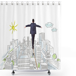 Personality  Tightrope Businessman Shower Curtains