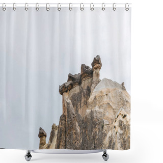 Personality  Beautiful Rock Formations Against Cloudy Sky In Cappadocia, Turkey Shower Curtains