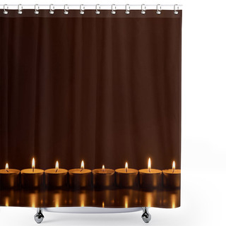 Personality  Burning White Candles Glowing In Dark Shower Curtains
