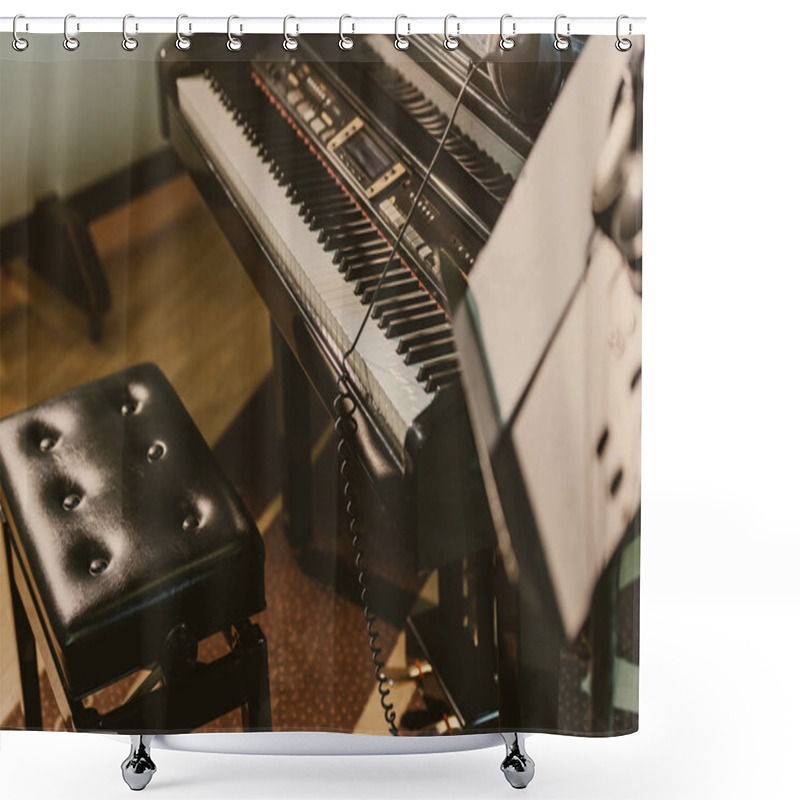 Personality  electric piano in sound recording studio shower curtains