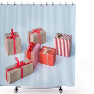 Personality  Wrapped Christmas Presents Shower Curtains
