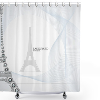 Personality  White Eiffel Tower Made From Webcam. Vector Illustration Shower Curtains