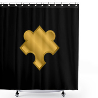 Personality  Black Puzzle Piece Rotated Shape Gold Plated Metalic Icon Or Logo Vector Shower Curtains