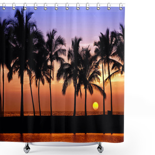 Personality  Hawaiian Palm Tree Sunset Shower Curtains