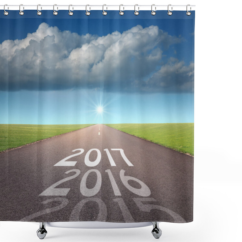 Personality  Empty Road Concept To Upcoming 2016 New Year Shower Curtains