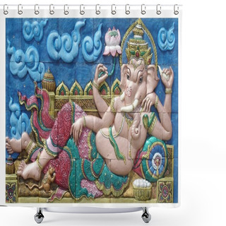 Personality  The Image Of Ganesha With Bright Colors Shower Curtains