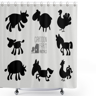 Personality  Collection Silhouette Cartoon Farm Animals Shower Curtains