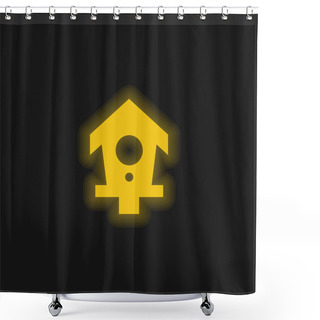 Personality  Bird House Yellow Glowing Neon Icon Shower Curtains