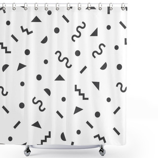 Personality  Black Modern Retro And Funky Geometrical Symbols Pattern On White Background Shower Curtains