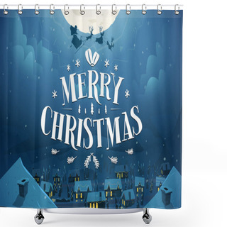 Personality  Merry Christmas And Happy New Year Card Shower Curtains
