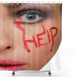 Personality  Caption Help Blood On The Woman's Face Shower Curtains