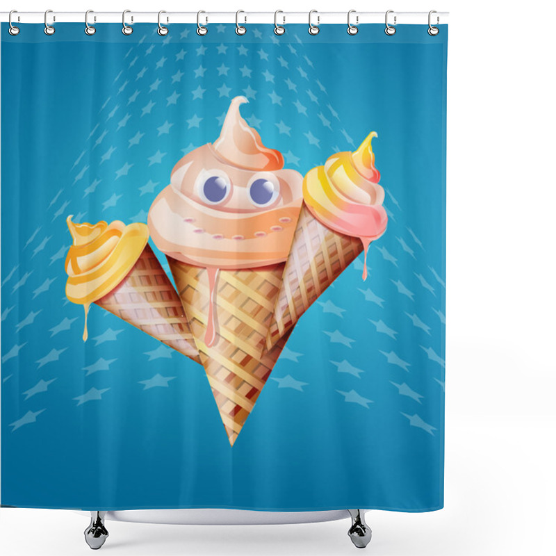 Personality  Ice cream cone, vector design shower curtains