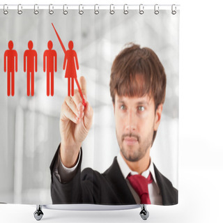 Personality  Business Concept: Manager Firing A Female Worker Shower Curtains
