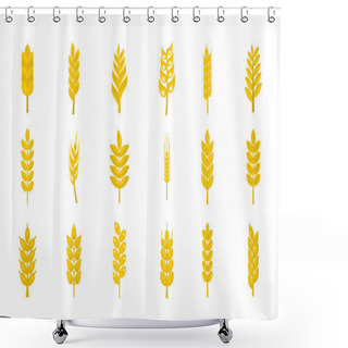 Personality  Wheat Icon Set, Flat Style Shower Curtains
