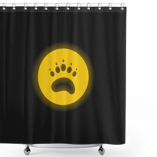 Personality  Bear Paw Circule Yellow Glowing Neon Icon Shower Curtains