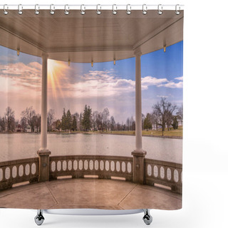 Personality  Dramatic Sun Ray Burst At (Upper Onondaga Park) In The City Of Syracuse, Upstate New York. Shower Curtains