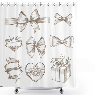 Personality  Vintage Ribbon Bow Banners Shower Curtains