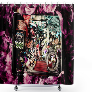 Personality  Box With Jewelry Shower Curtains