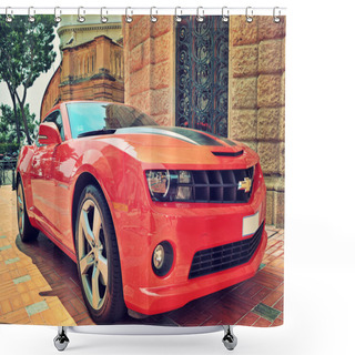 Personality  Red Chevrolet Cameo In Monaco. Shower Curtains