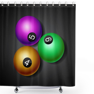 Personality  Billiard Balls On Black Background Shower Curtains