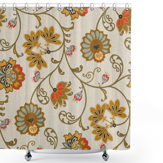 Personality  Warm Color Combo. Vector Illustration. Jacobean Seamless Design. Perfect For Bedding, Window Treatment, Tabletop Design, Paper Products, Scrapbooking, Kitchen Textiles.  Shower Curtains