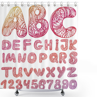 Personality  Abstract ABC Set Letters Hand Drawn Vector Shower Curtains