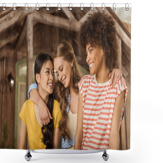 Personality  Smiling Young Women  Shower Curtains