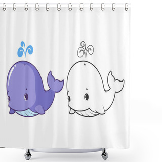 Personality  Cute Little Whale. Shower Curtains