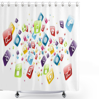 Personality  Global Mobile Phone Apps Icons Splash Shower Curtains