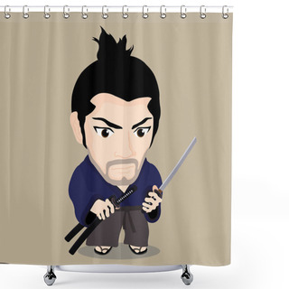 Personality  Cute Cartoon Character Of Miyamoto Musashi Shower Curtains