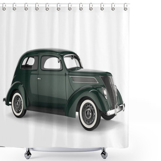 Personality  Elegant Green Old Timer Vintage Car With White Wall Tires Shower Curtains