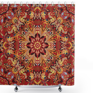Personality  Floral Pattern Flourish Tiled Oriental Ethnic Background. Arabic Ornament With Fantastic Flowers And Leaves. Wonderland Motives Of The Paintings Of Ancient Indian Fabric Patterns. Shower Curtains