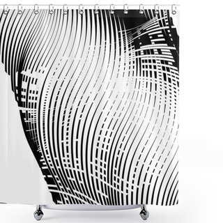 Personality  Glitch, Noise Abstract Art. Overlapping Random Billowy, Zig-zag  Shower Curtains