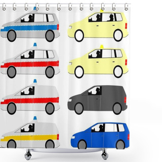 Personality  Different Minibuses From The Side Shower Curtains