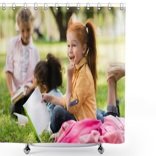 Personality  Kids Reading Books In Park Shower Curtains