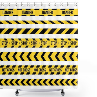 Personality  Creative Vector Illustration Of Black And Yellow Police Stripe Border. Set Of Danger Caution Seamless Tapes. Art Design Line Of Crime Places. Abstract Concept Graphic Element. Construction Sign. Shower Curtains