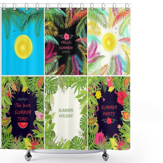 Personality  Collection Of Summery Tropical Vertical Poster Shower Curtains