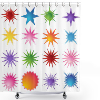 Personality  Set Of 16 Starburst Shapes Shower Curtains