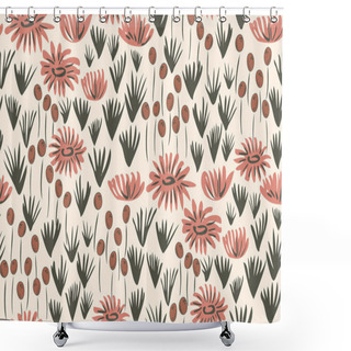 Personality  Weed Garden Seamless Vector Pattern. Shower Curtains